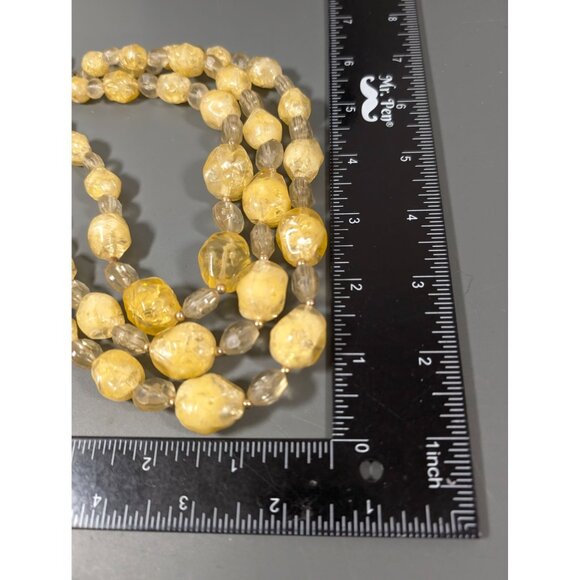 Vitnage Coro Butterscotch Yellow Lucite Bead Three Strand Neckalce Choker 16" - Picture 11 of 11